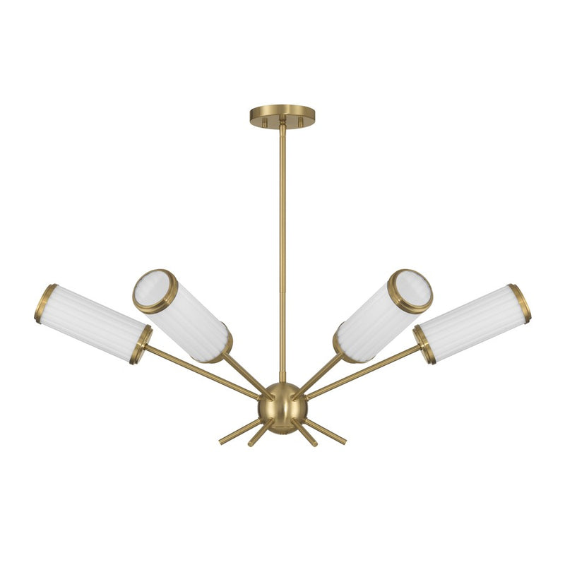 Savoy House Denison 6Lt Chandelier, White Opal, Warm Brass