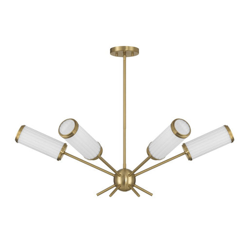 Savoy House Denison 6Lt Chandelier, White Opal, Warm Brass