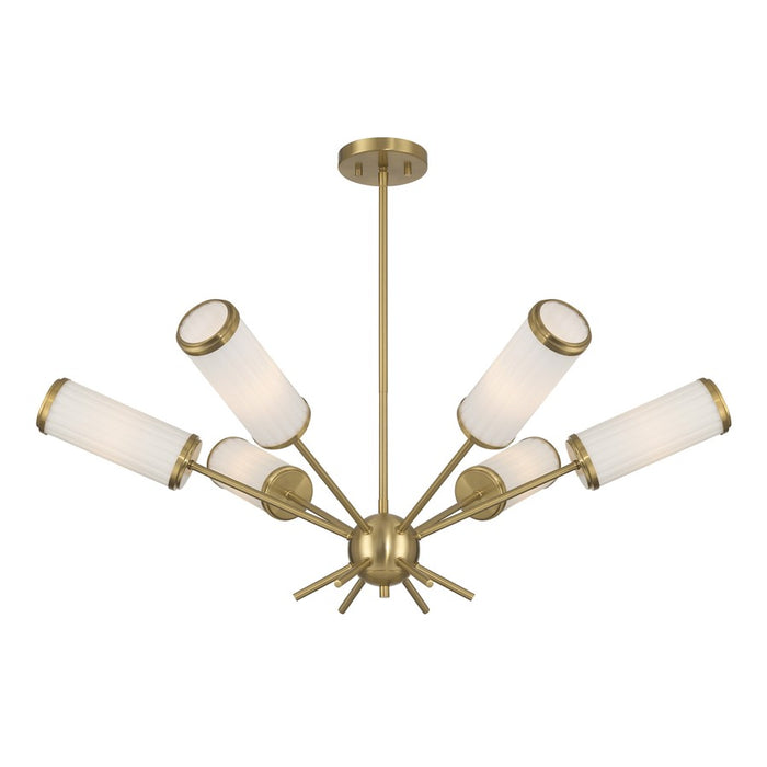 Savoy House Denison 6Lt Chandelier, White Opal, Warm Brass