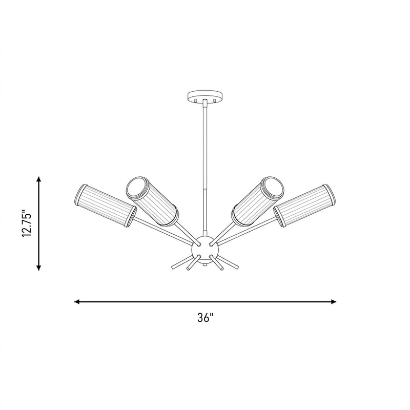 Savoy House Denison 6Lt Chandelier, White Opal, Warm Brass