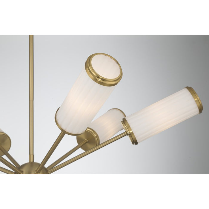 Savoy House Denison 6Lt Chandelier, White Opal, Warm Brass