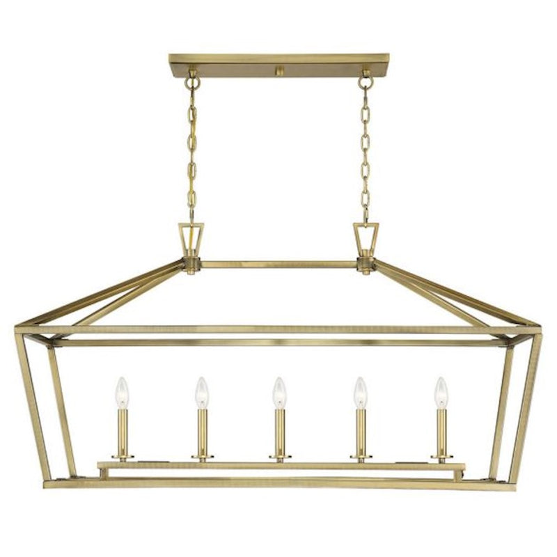 Savoy House Townsend 5-Light 24" Linear Chandelier, Warm Brass