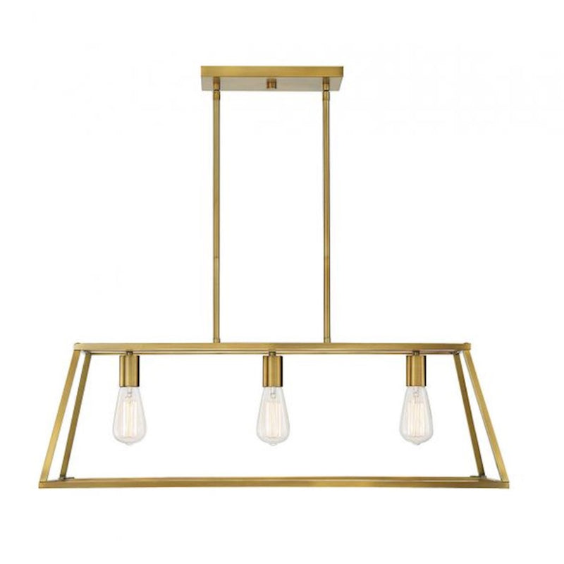 Savoy House Denton 3-Light Linear Chandelier, Warm Brass
