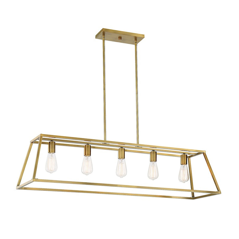 Savoy House Denton 5-Light Linear Chandelier, Warm Brass