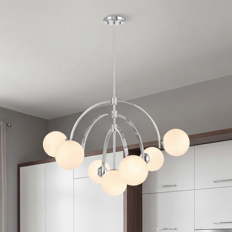 Savoy House Marias 7 Light Chandelier, Polished Chrome/Strie