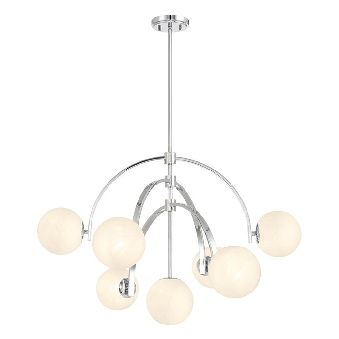 Savoy House Marias 7 Light Chandelier, Polished Chrome/Strie