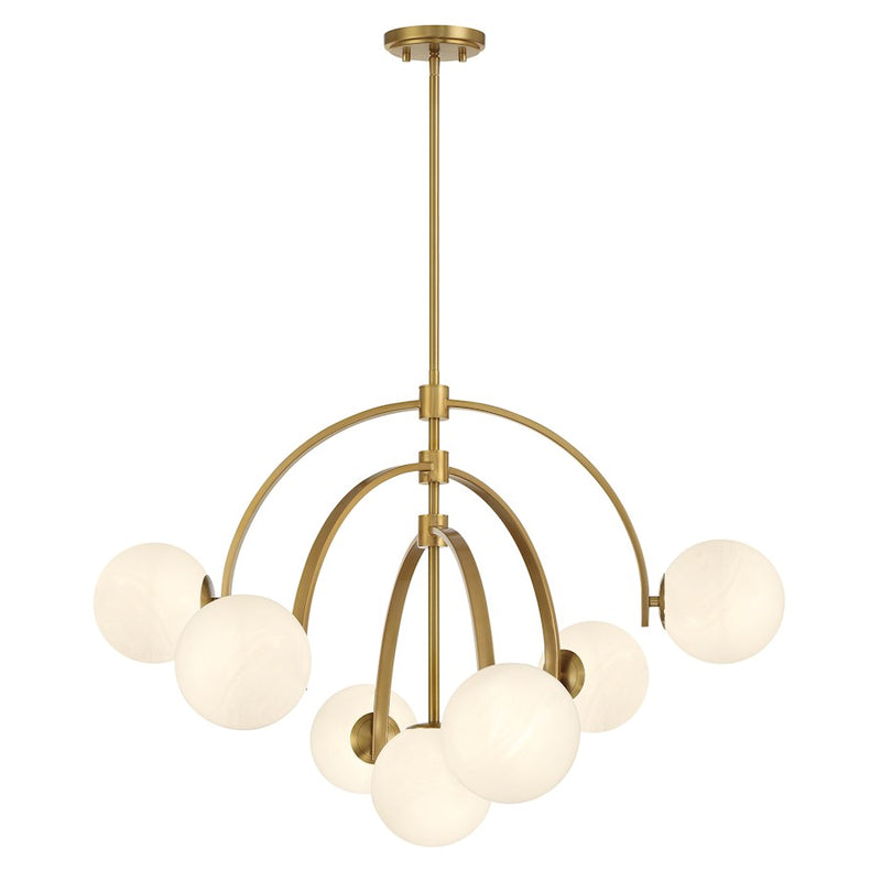 Savoy House Marias 7 Light Chandelier, Warm Brass/Strie