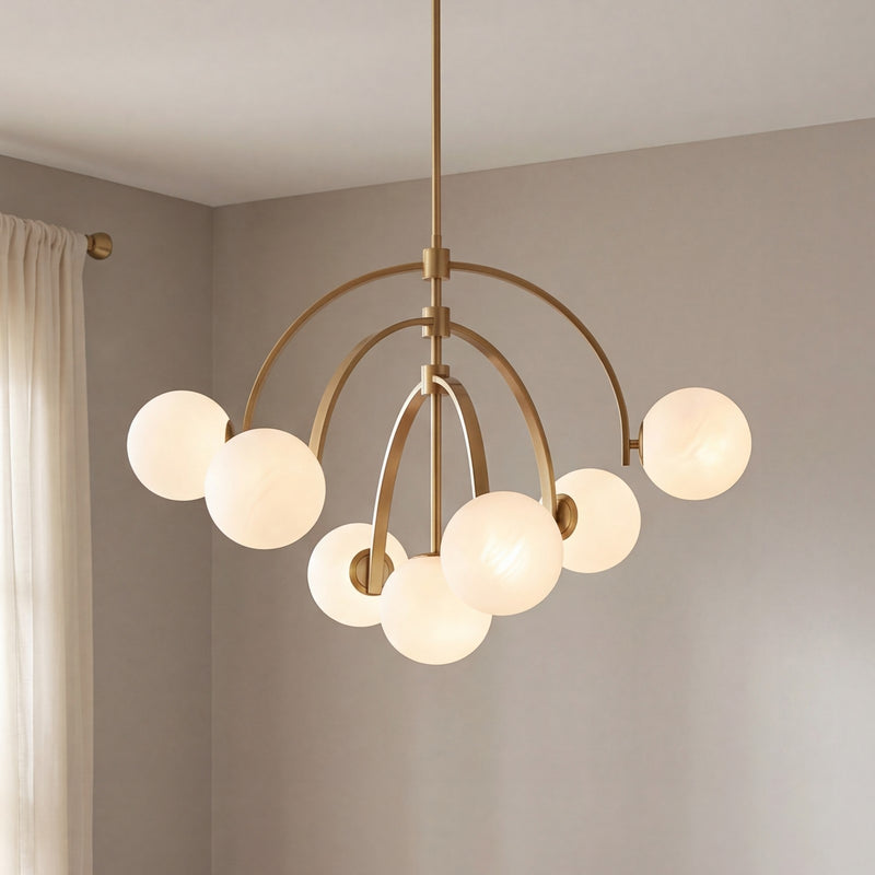 Savoy House Marias 7 Light Chandelier, Warm Brass/Strie