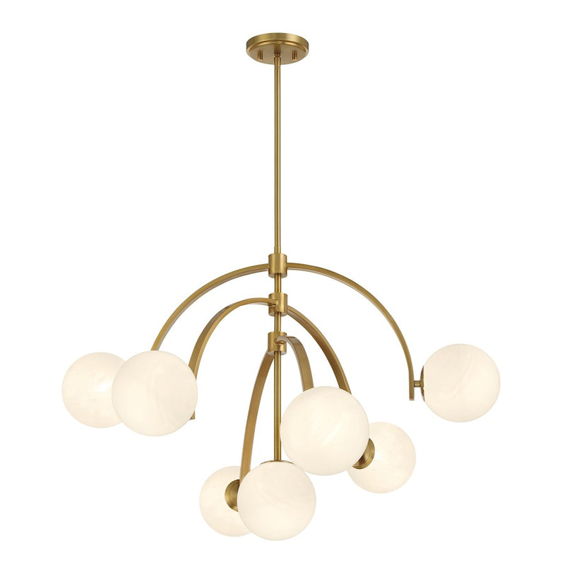 Savoy House Marias 7 Light Chandelier, Warm Brass/Strie