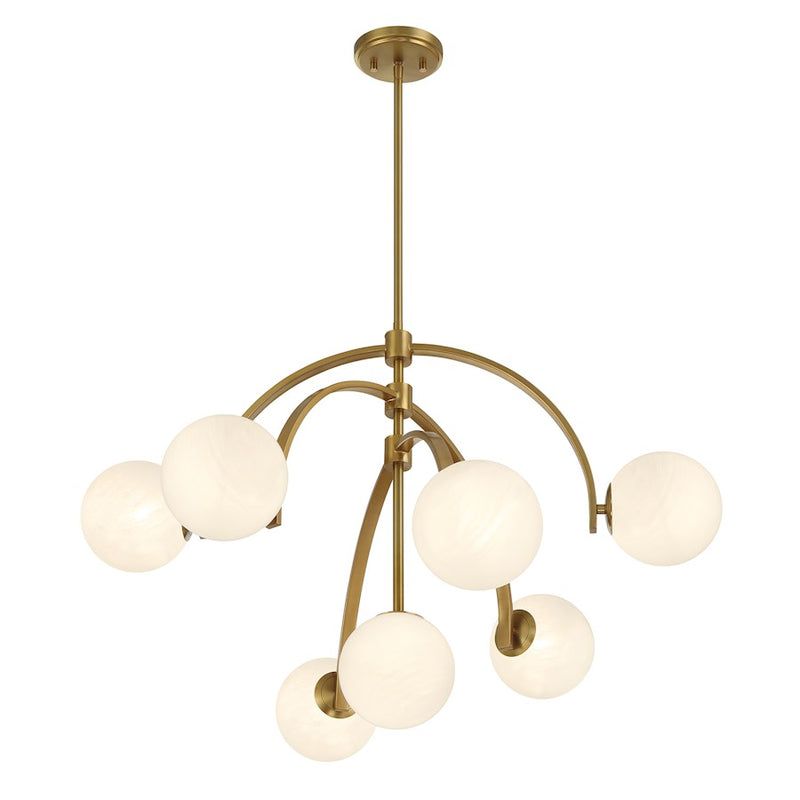 Savoy House Marias 7 Light Chandelier, Warm Brass/Strie
