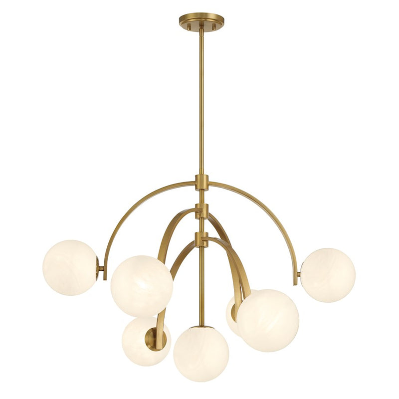 Savoy House Marias 7 Light Chandelier, Warm Brass/Strie