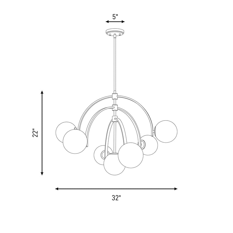Savoy House Marias 7 Light Chandelier, Matte Black/Strie