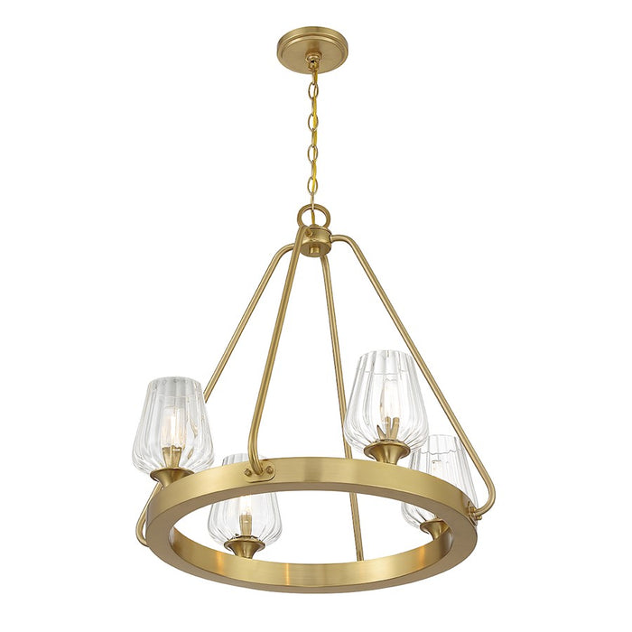 Savoy House Carlton 4-Light Chandelier, Warm Brass