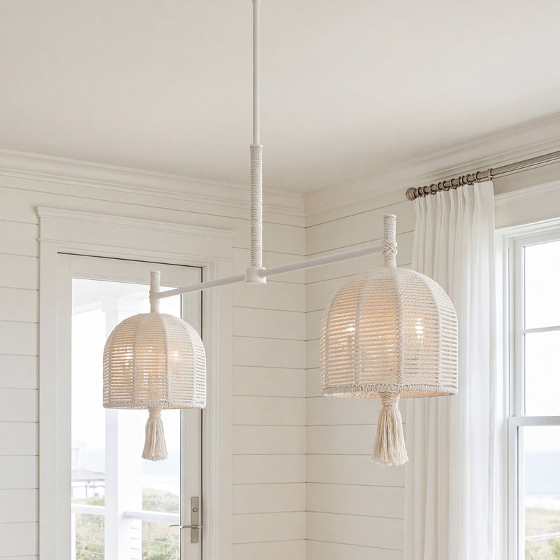 Savoy House Lunara 6 Lt Chandelier, Cotton/White Cotton, Cotton
