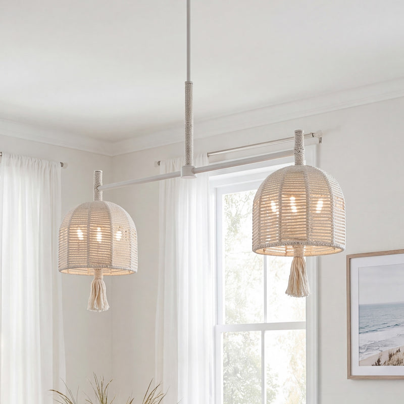 Savoy House Lunara 6 Lt Chandelier, Cotton/White Cotton, Cotton