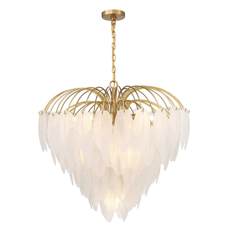 Savoy House Boa 9 Light Chandelier, Warm Brass/Clear Frosted
