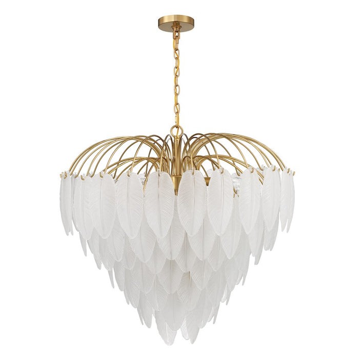 Savoy House Boa 9 Light Chandelier, Warm Brass/Clear Frosted