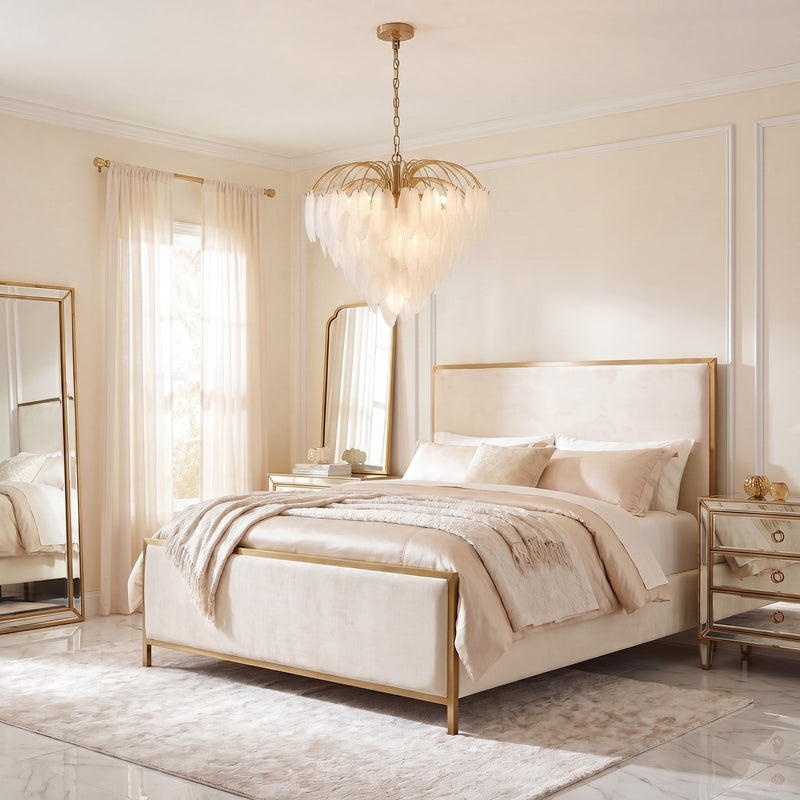 Savoy House Boa 9 Light Chandelier, Warm Brass/Clear Frosted