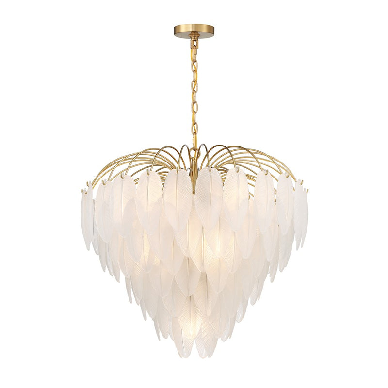 Savoy House Boa 9 Light Chandelier, Warm Brass/Clear Frosted