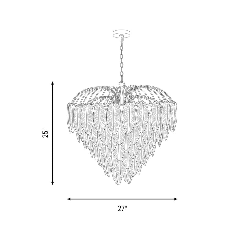 Savoy House Boa 9 Light Chandelier, Warm Brass/Clear Frosted