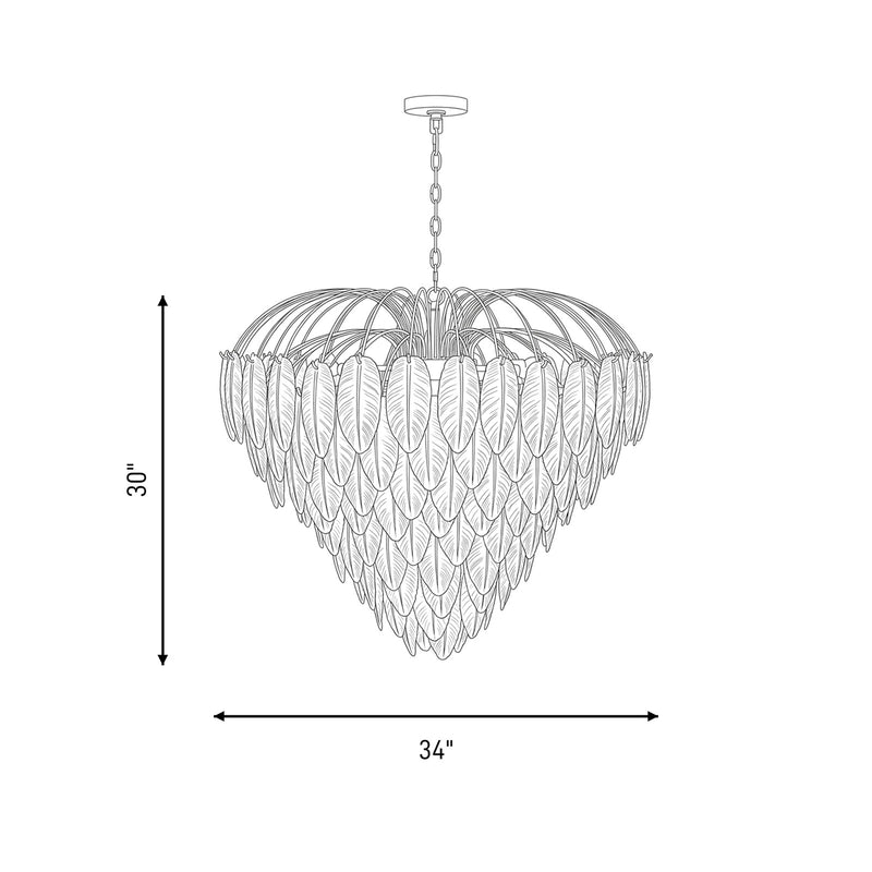 Savoy House Boa 15 Light Chandelier, Warm Brass/Clear Frosted