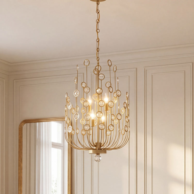 Savoy House Irina 4 Light Chandelier, Noble Brass