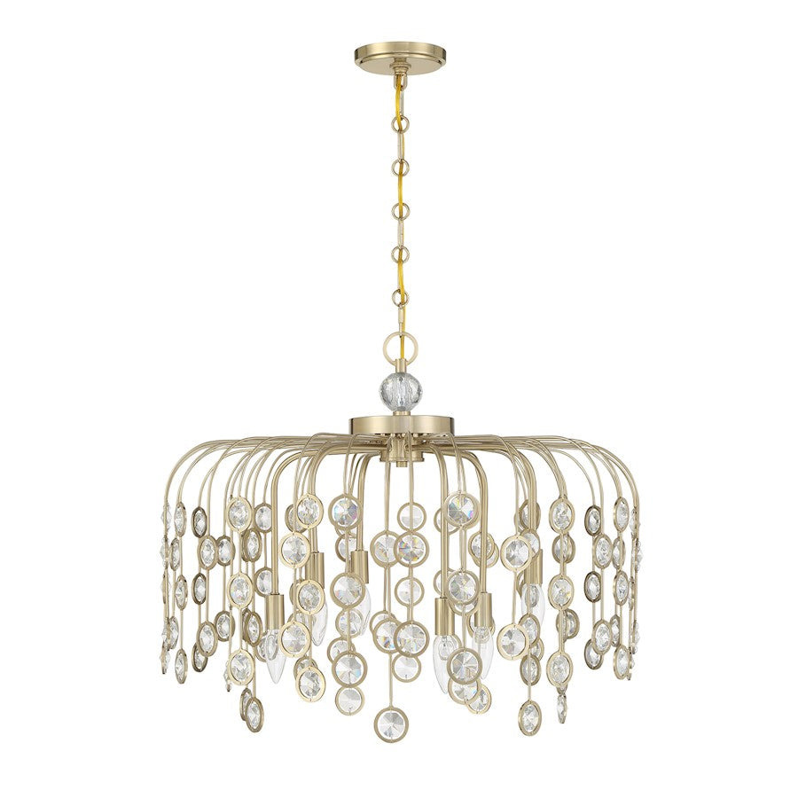 Savoy House Irina 6 Light Chandelier, Noble Brass