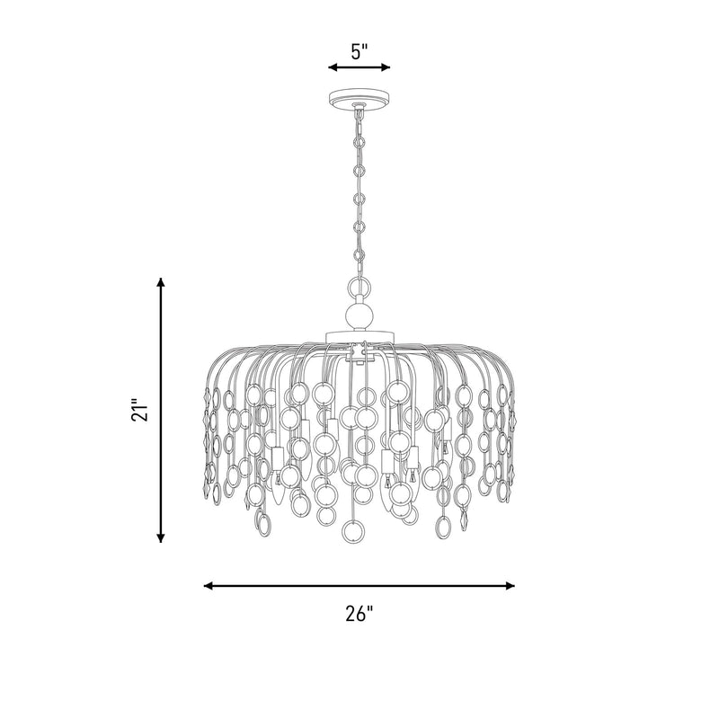 Savoy House Irina 6 Light Chandelier, Noble Brass