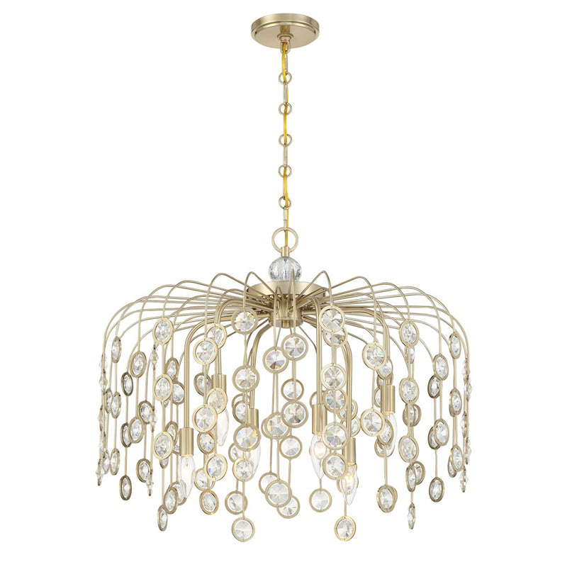 Savoy House Irina 6 Light Chandelier, Noble Brass