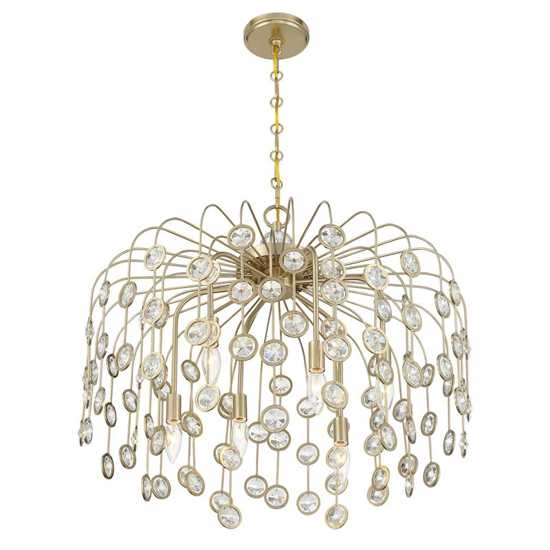 Savoy House Irina 6 Light Chandelier, Noble Brass
