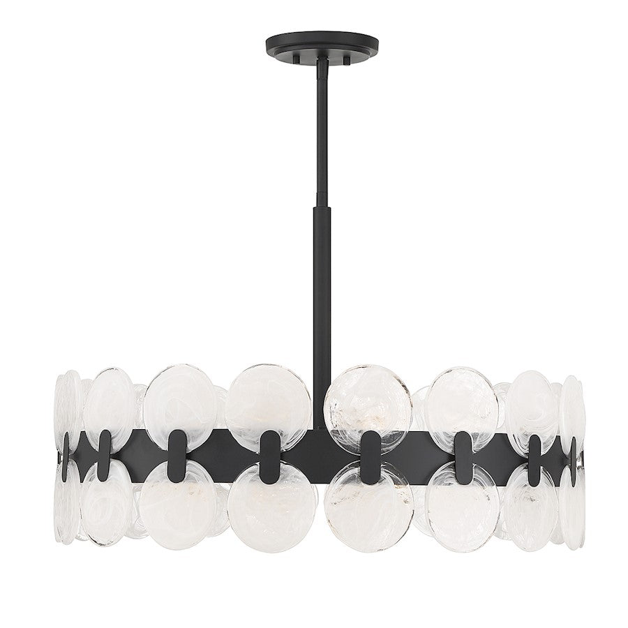 Savoy House Boca Chandelier, Matte Black/Strie Piastra