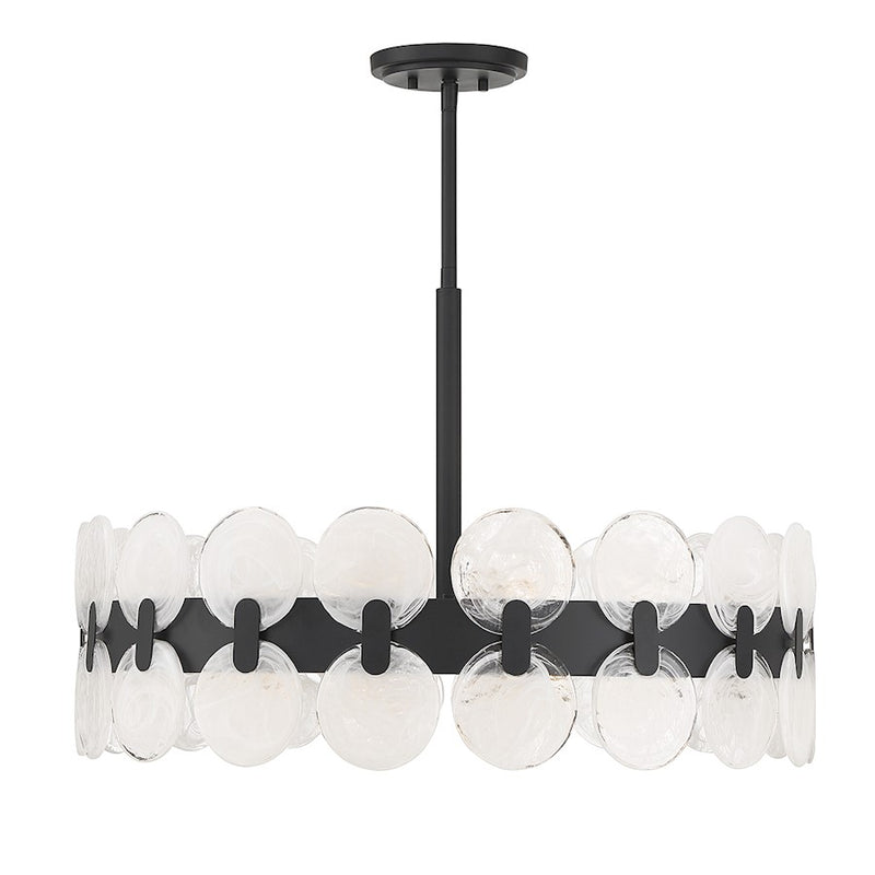 Savoy House Boca Chandelier, Matte Black/Strie Piastra