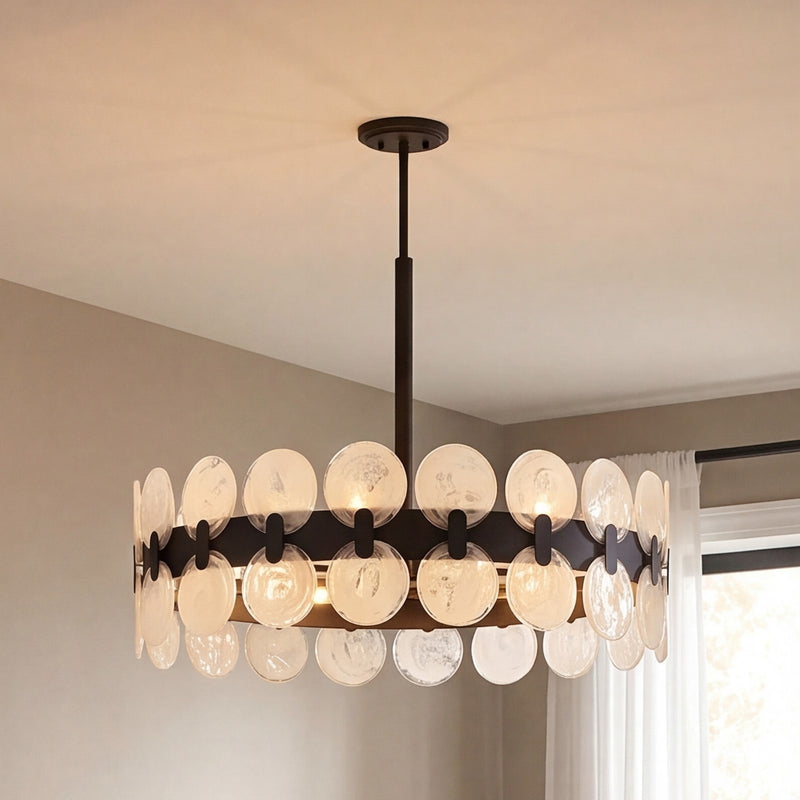 Savoy House Boca Chandelier, Matte Black/Strie Piastra