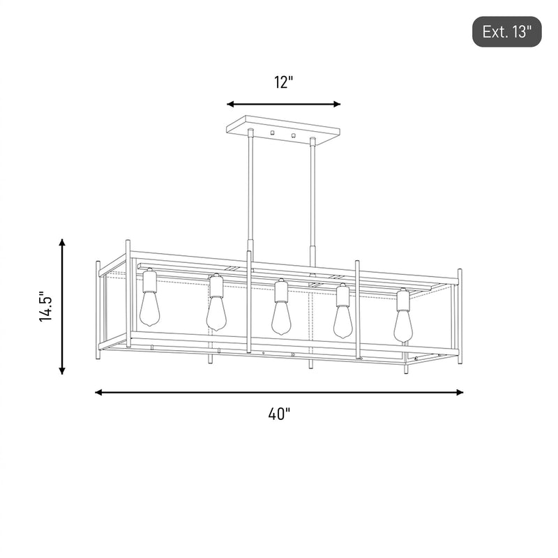 Savoy House Jacobs 5-Light Linear Chandelier, Warm Brass