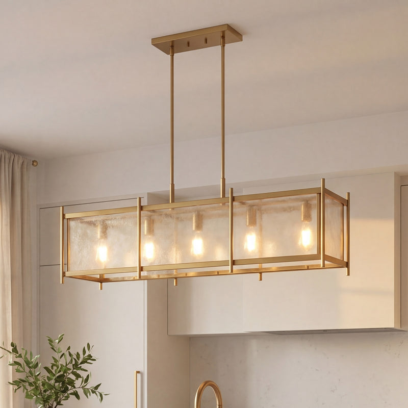 Savoy House Jacobs 5-Light Linear Chandelier, Warm Brass