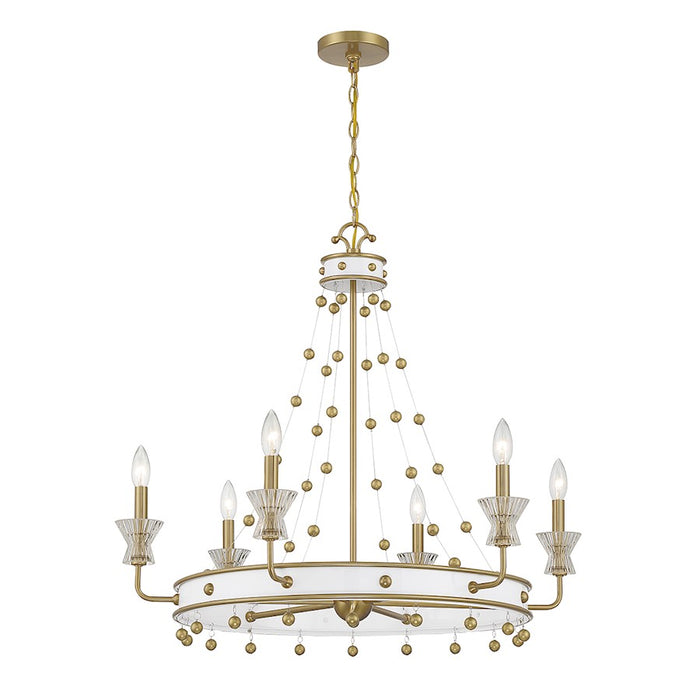 Savoy House Iris 6-Light Chandelier, White/Warm Brass Accents