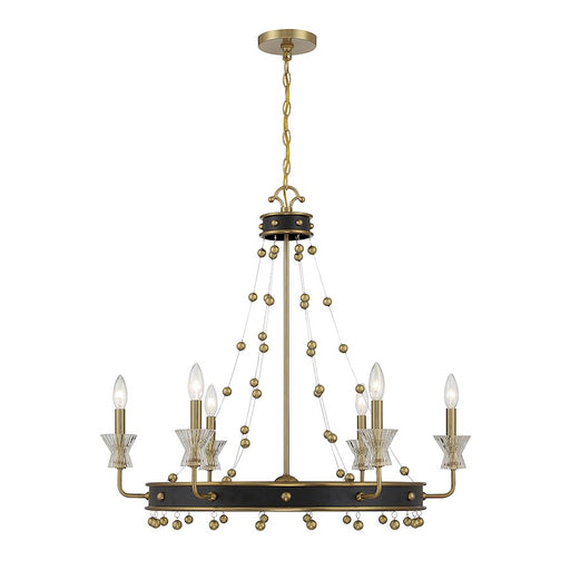 Savoy House Iris 6Lt Chandelier, Black/Brass - 1-3804-6-143