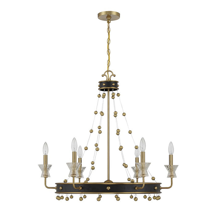 Savoy House Iris 6Lt Chandelier, Black/Brass