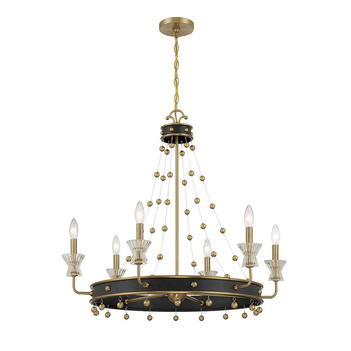 Savoy House Iris 6Lt Chandelier, Black/Brass