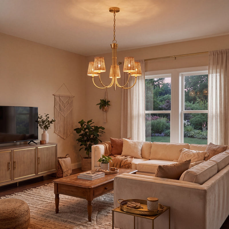Savoy House Ashbury 5 Lt Chandelier, Warm Brass