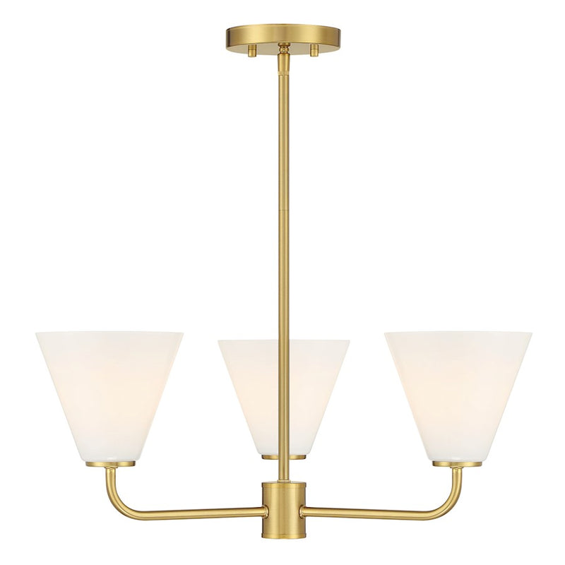 Savoy Essentials Blair 3 Light Chandelier, Warm Brass/Strie