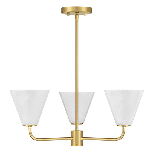 Savoy Essentials Blair 3 Light Chandelier, Warm Brass/Strie