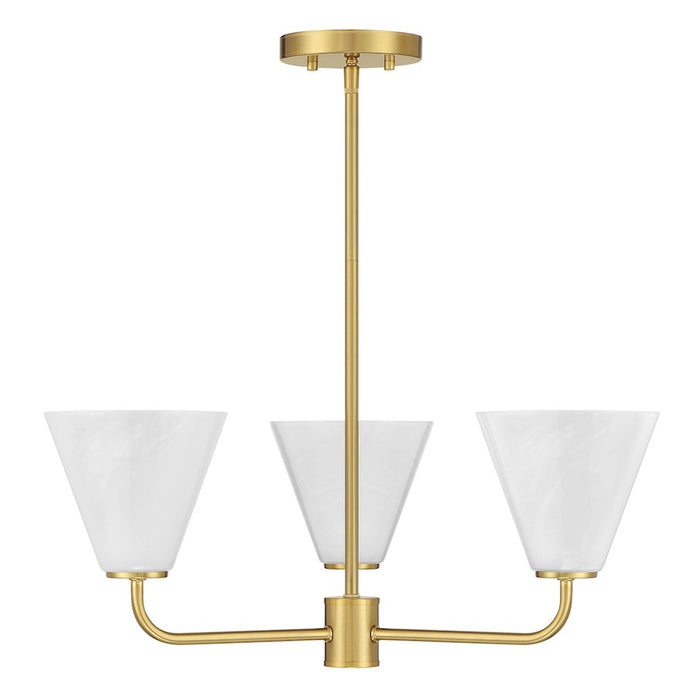 Savoy Essentials Blair 3 Light Chandelier, Warm Brass/Strie