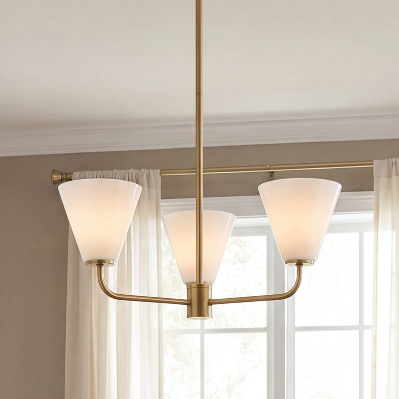 Savoy Essentials Blair 3 Light Chandelier, Warm Brass/Strie