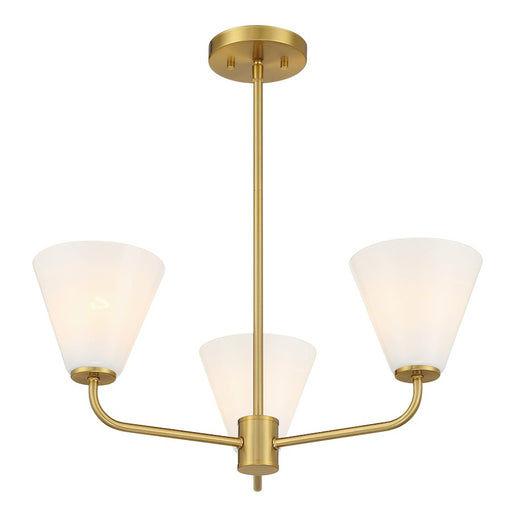 Savoy Essentials Blair 3 Light Chandelier, Warm Brass/Strie