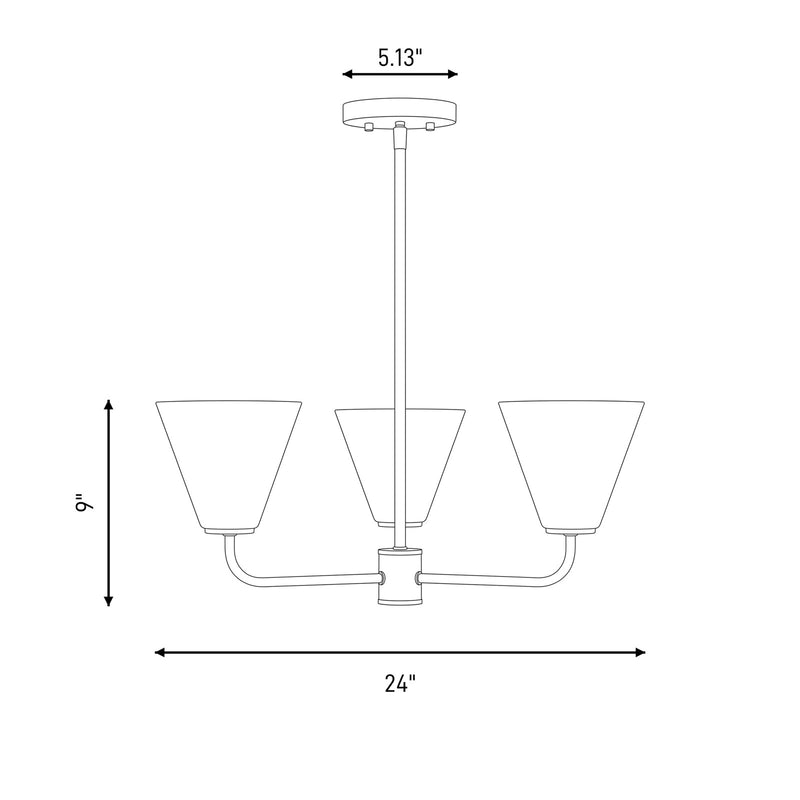 Savoy Essentials Blair 3 Light Chandelier, Warm Brass/Strie