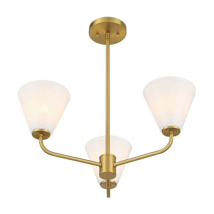 Savoy Essentials Blair 3 Light Chandelier, Warm Brass/Strie