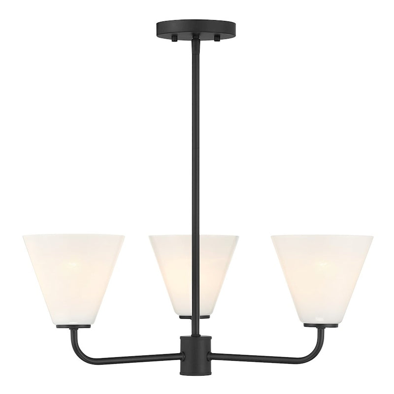 Savoy Essentials Blair 3 Light Chandelier, Matte Black/Strie