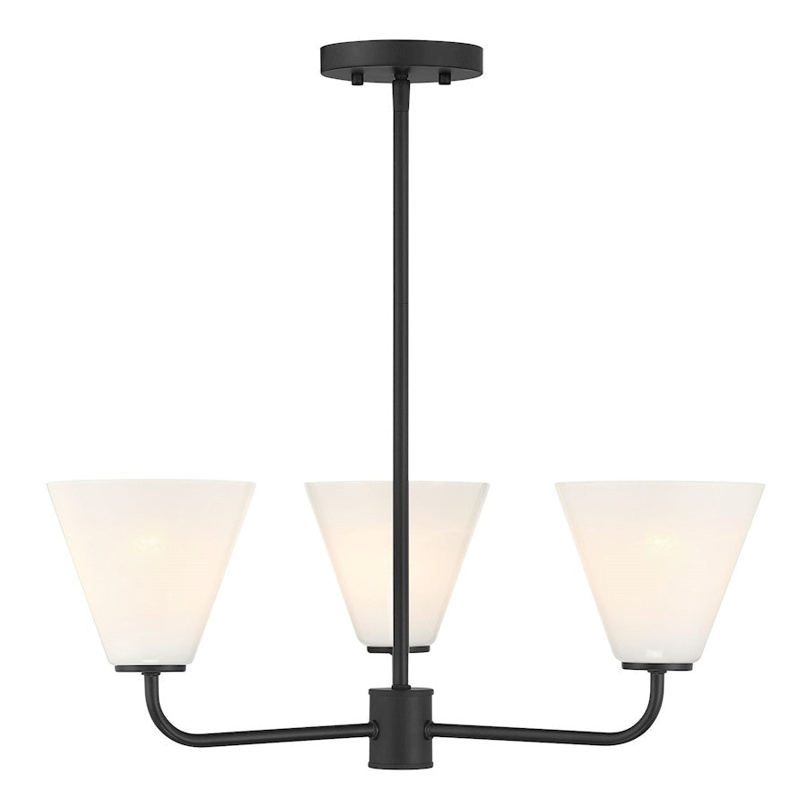 Savoy Essentials Blair 3 Light Chandelier, Matte Black/Strie - 1-4013-3-89