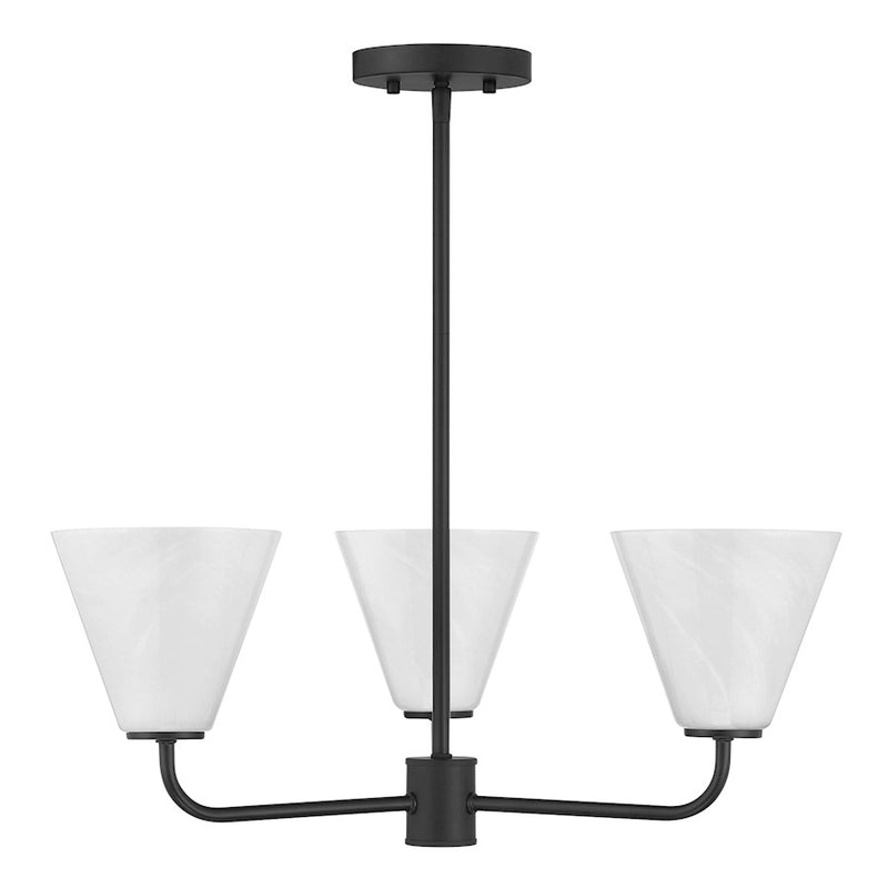 Savoy Essentials Blair 3 Light Chandelier, Matte Black/Strie
